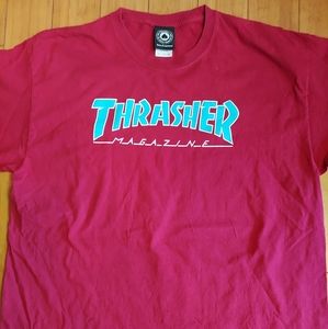 Thrasher skate magazine horror genre  red tee shirt white lettering   sz XL
